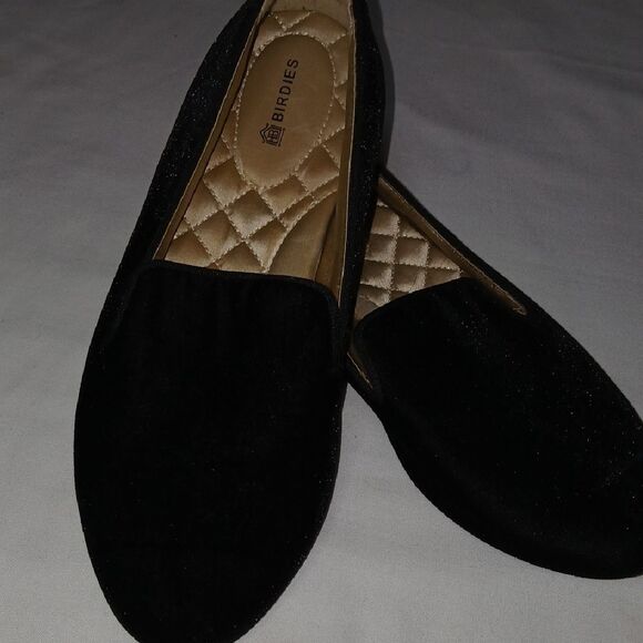 Birdies Black Velvet Loafers - Picture 2 of 7